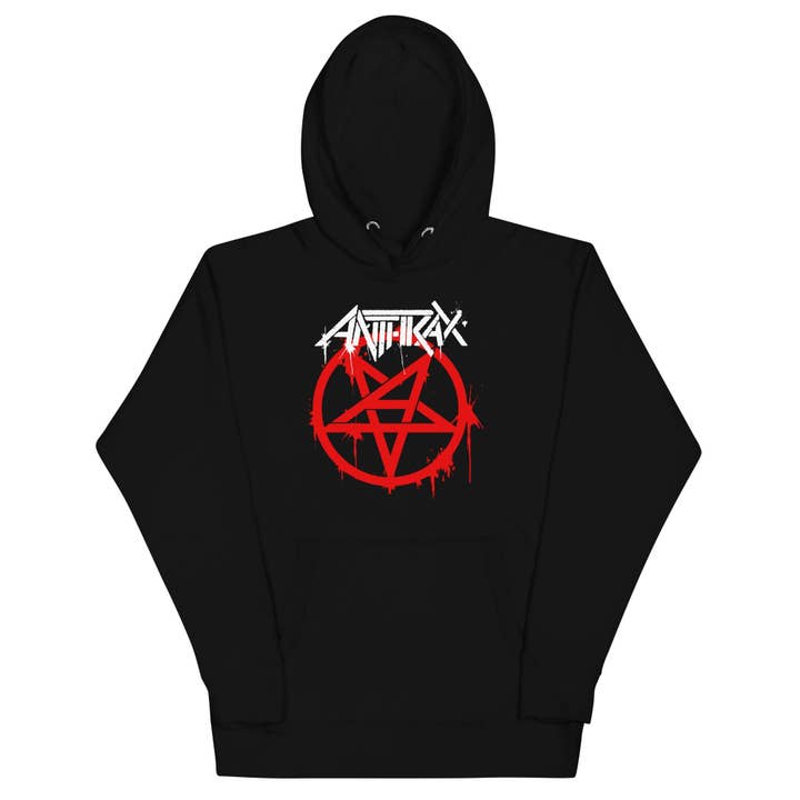 Chandail à capuchon Anthrax - Pentagram Logo pour la vente par Hyper Iconic