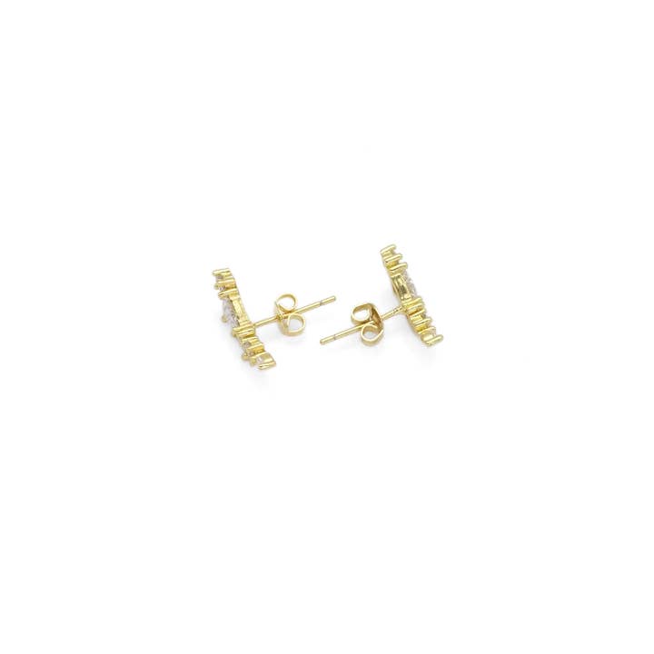 BestBeads&Beyond - Wholesale Stud/Post Earrings - Gold Triangle CZ Moon Stud Earrings, Sku#LK8552
