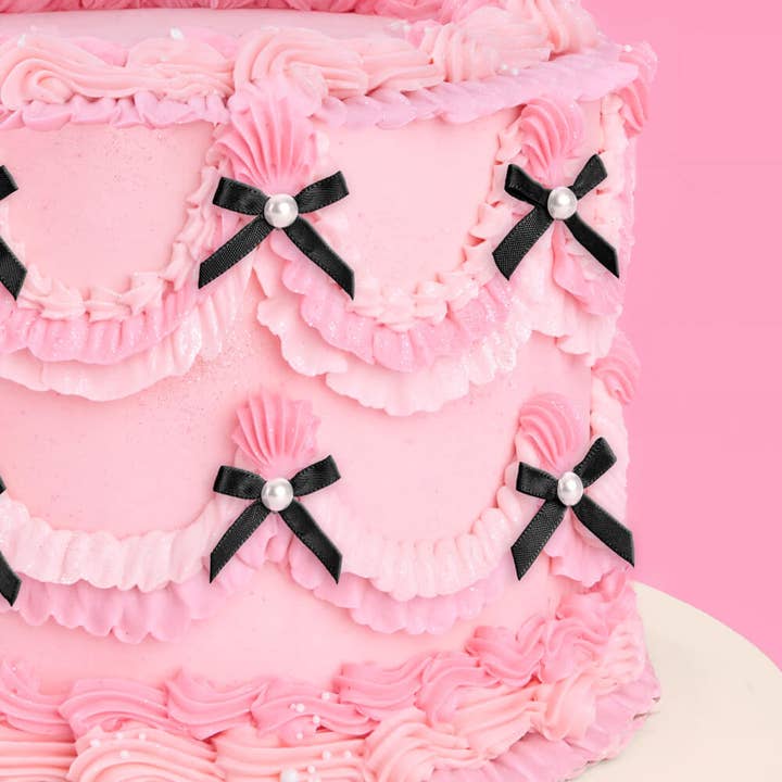 xo, Fetti - Wholesale Cake/Cupcake Topper - Bow Cake Toppers - 12 black + pearl cake toppers0