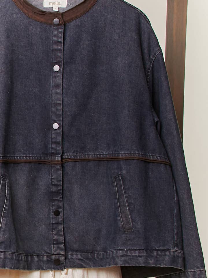 Mello. - Wholesale Shirt Jacket/Shacket - Women's - Mandarin Collar Denim Jacket8