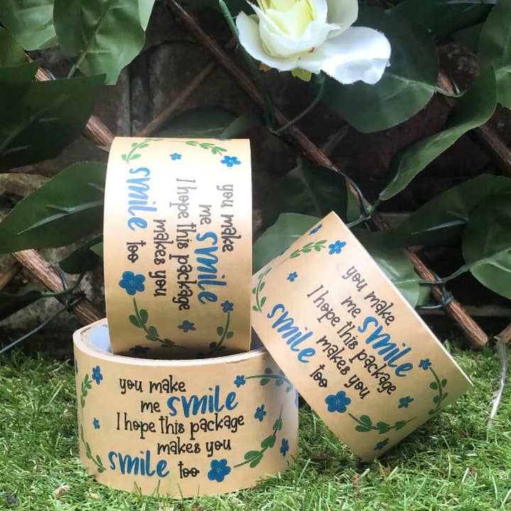 Cards and gift wrap – wholesale Tape – You Make Me Smile brown paper tape1
