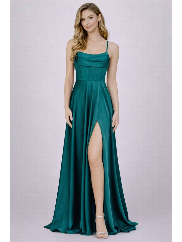 PROM-SEQUIN APPLIQUE ILLUSION BODICE for wholesale by FashionShowcase