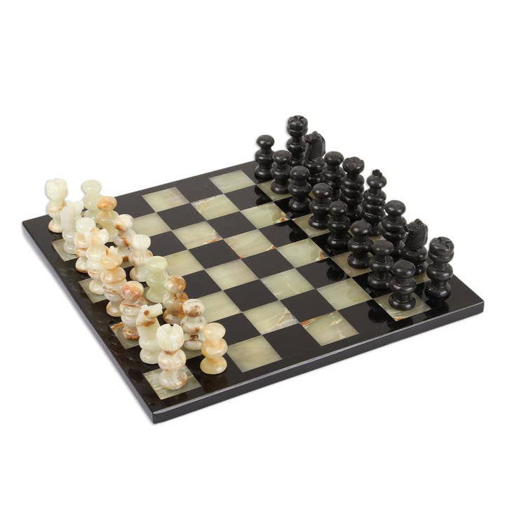 Novica Handmade Verdant Challenge Onyx And Marble Chess Set for wholesale by NOVICA