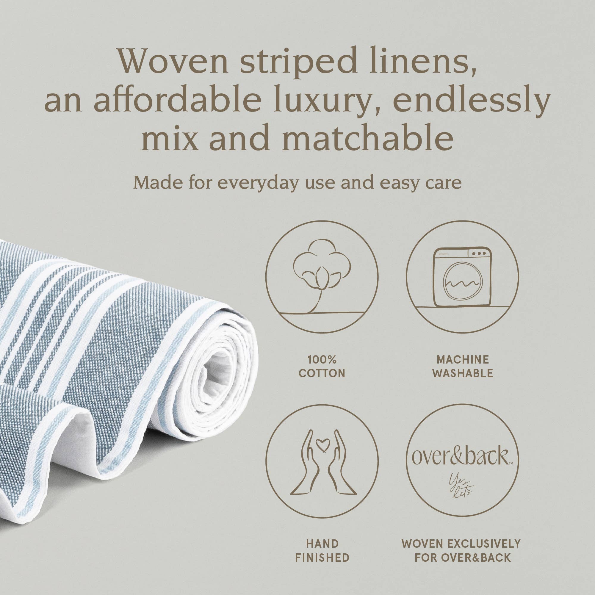 over&back - Wholesale Table Runner - Striped Woven Table Runner – 18x1081