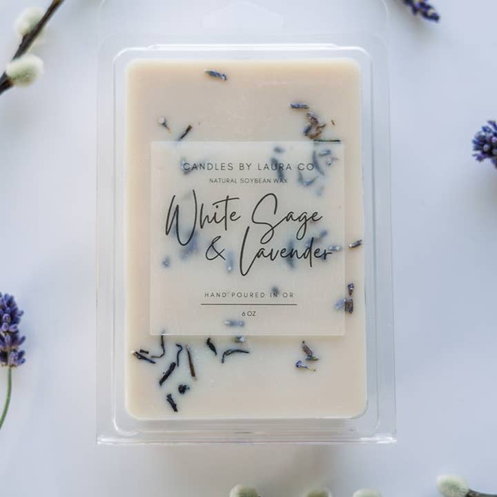 Cire de soja fondue à la sauge blanche et à la lavande, 6 oz pour la vente par Candles By Laura