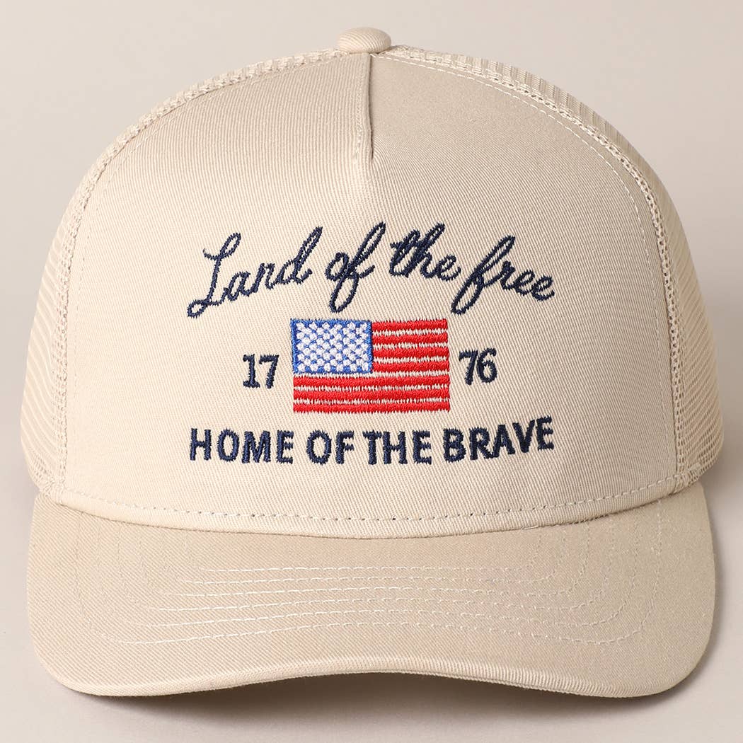 Fashion City - Wholesale Trucker Hat - Unisex - Land Of The Free Embroidery MeshBack Trucker Hat 7