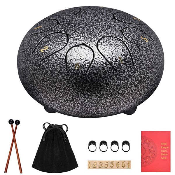 Showcase - Wholesale Meditation Supplies - TranquilTones 6" Garden Rain Drum in Matte Black10