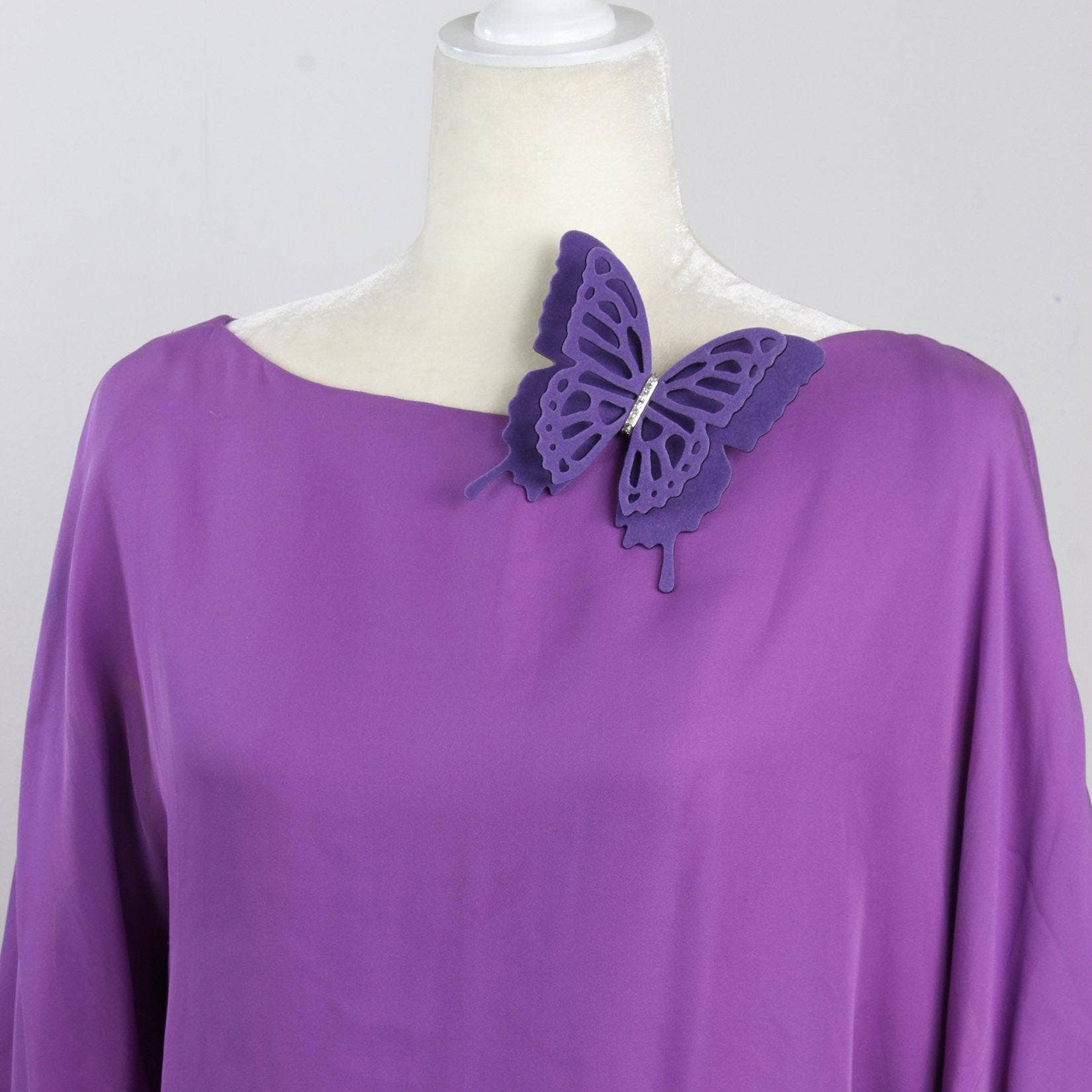 Fashion Butterflies - Venta al por mayor Broches - Broche grande de mariposa de terciopelo morado | Gargantilla | Collar5