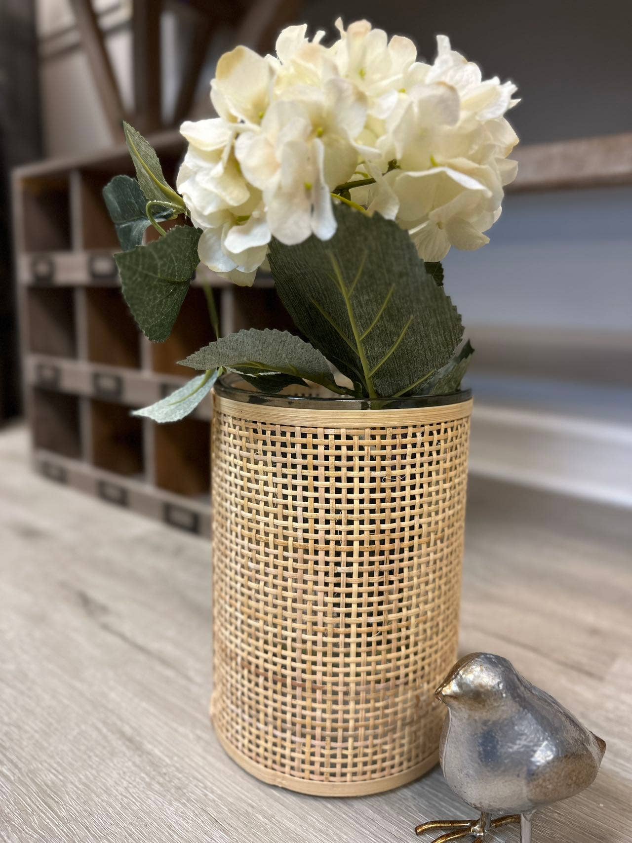 Vagabond Vintage - Wholesale Candle Holder - WEAVED RATTAN WRAPPED GLASS VASE/CANDLE HOLDER5