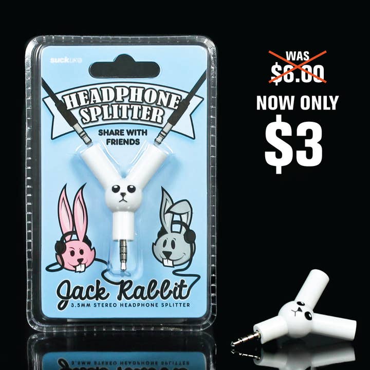 Jack Rabbit Headphone Splitter for wholesale by SUCK UK Ltd - USA