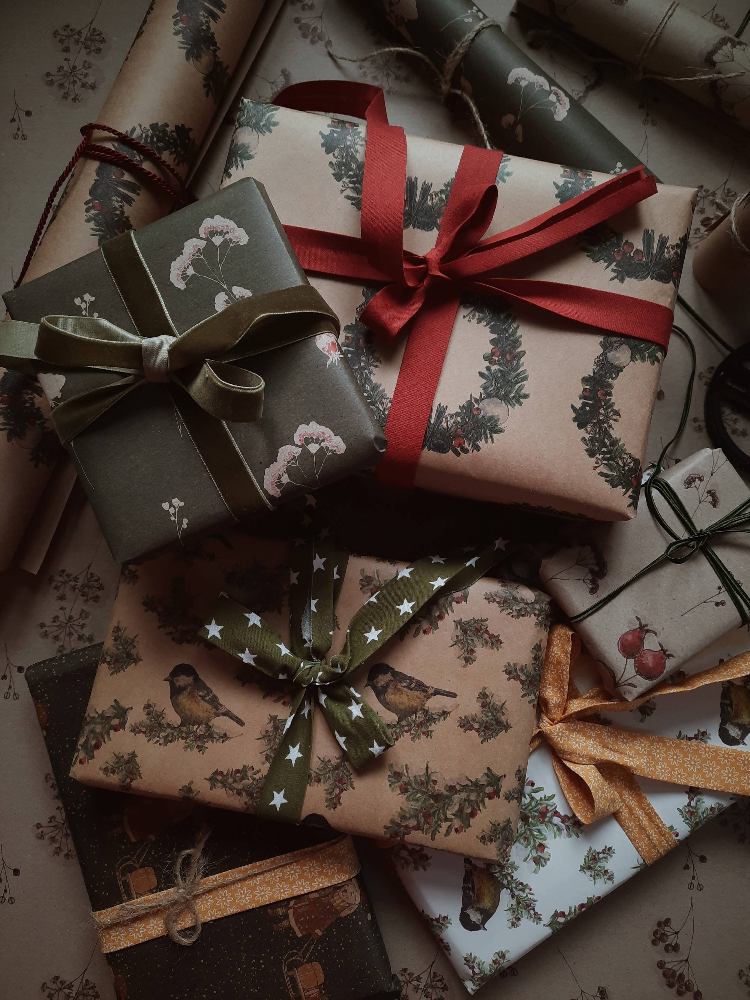 MyDesignPictures – wholesale Flat wrap – Christmas Wreath Kraft Wrapping Paper6