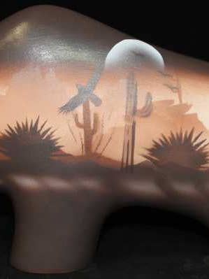 46157 Brown Sonora Desert 12 Big Buffalo for wholesale by Cedar Mesa Pottery