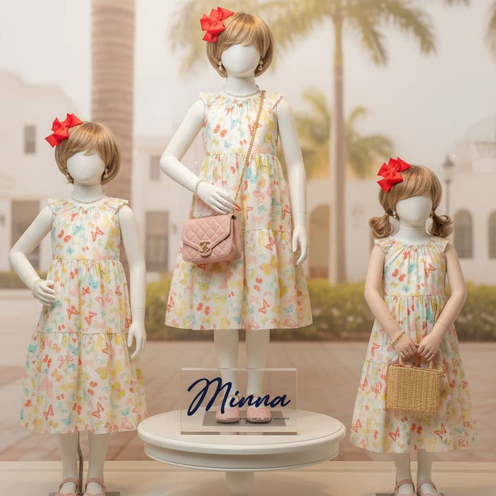 Minna - Wholesale Dress - Kids - Tiered Twirl Dress - Butterfly Ballet Petal Pastels1