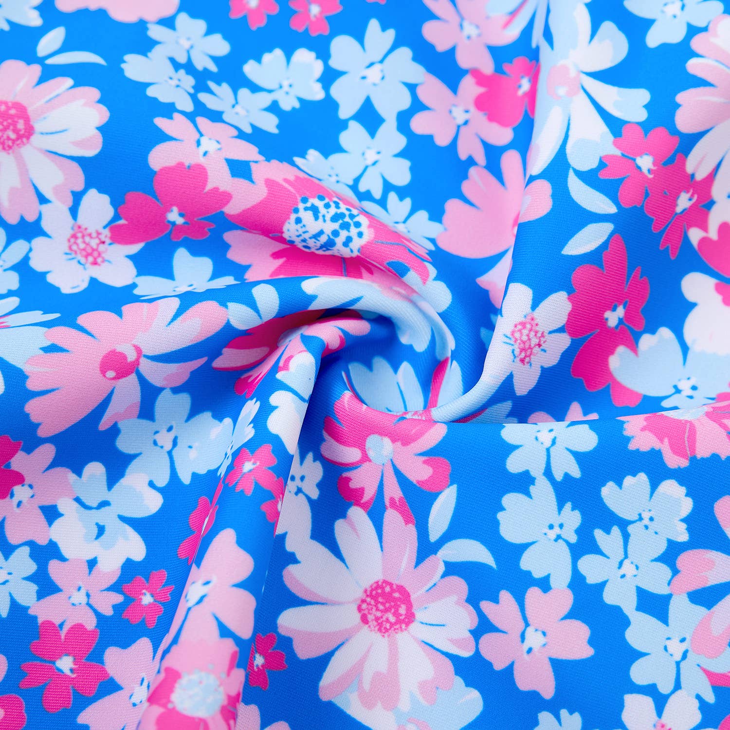 Blue Couple Matching Flora Swim Trunks or One-piece Swimsuit for wholesale on Faire3