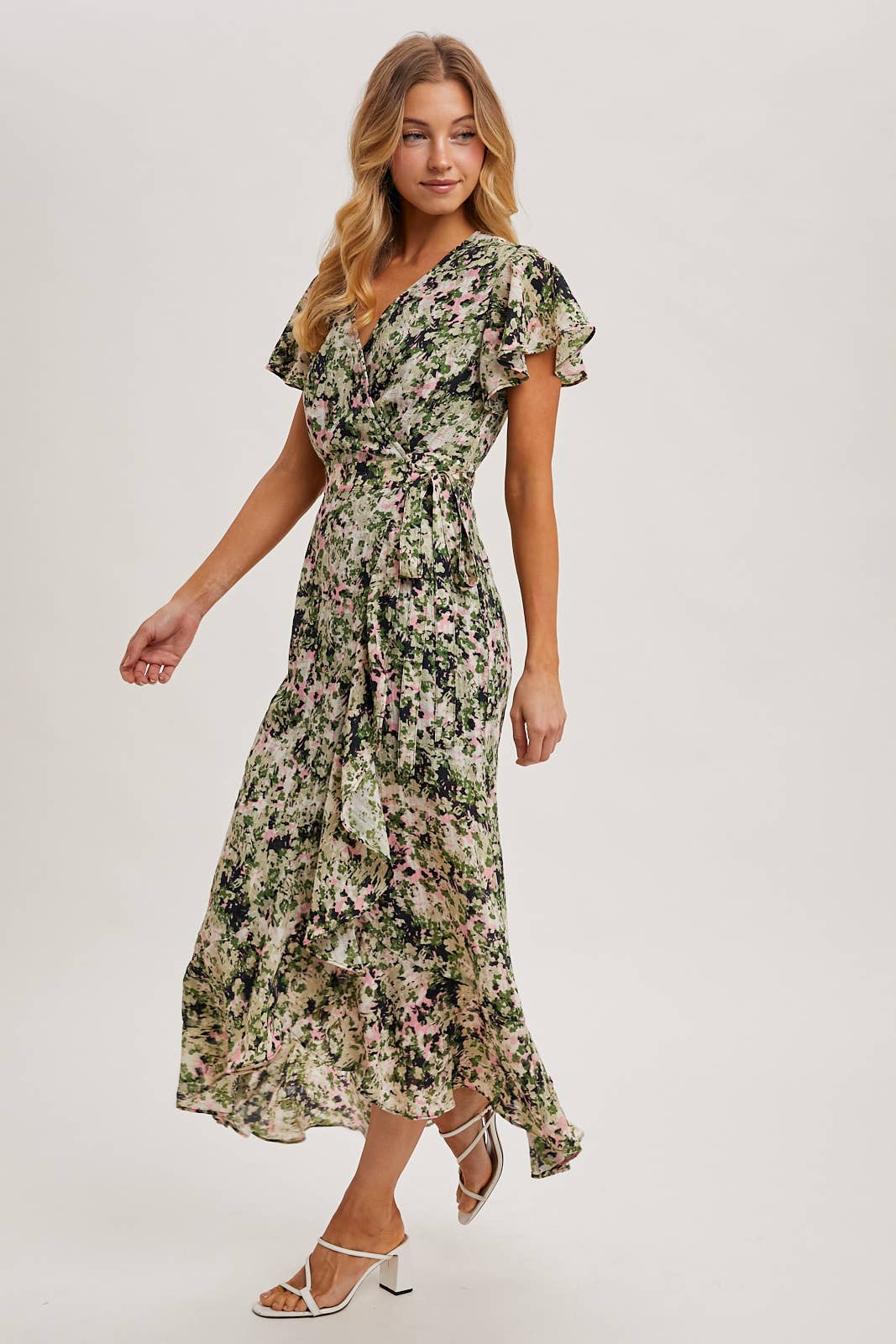 Bluivy - Wholesale Dress - Women's - FLORAL PRINT WRAP RUFFLED MIDI DRESS - EASTER DAY8