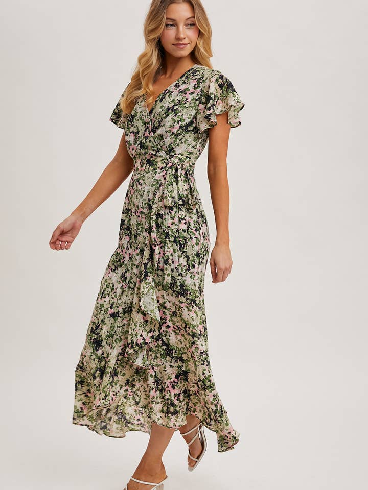 Bluivy - Wholesale Dress - Women's - FLORAL PRINT WRAP RUFFLED MIDI DRESS - EASTER DAY8