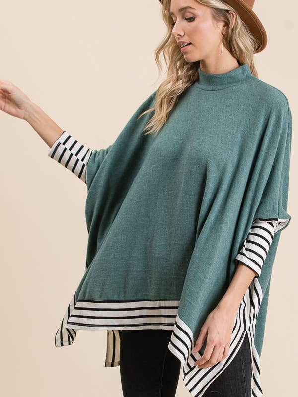 lovely melody - Wholesale Tunic - Women's - LMT1349-Trapeze Tunic with Stripe Contrast6