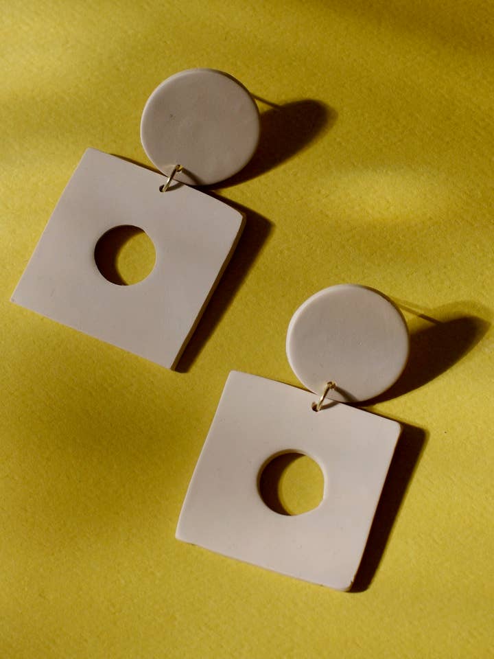 Modern Geometric Polymer Clay Dangle Earrings for wholesale by Xenia Studio