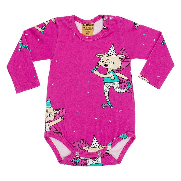 Flying Kitty Pink Body Long Sleeve for wholesale by Raspberry Republic