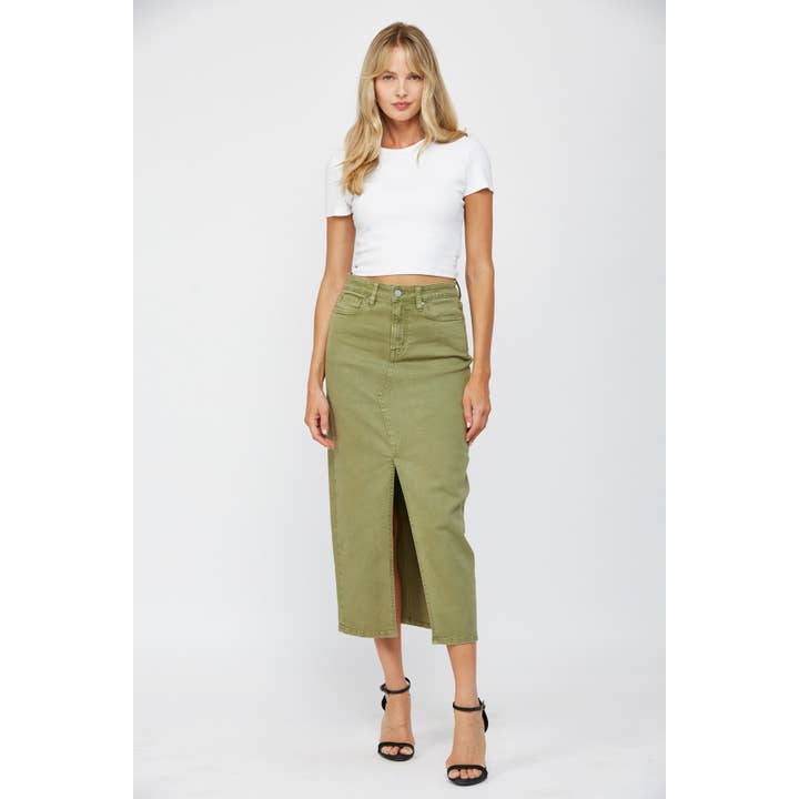 MIDI WITH FRONT SLIT SKIRT for wholesale by Mica Denim