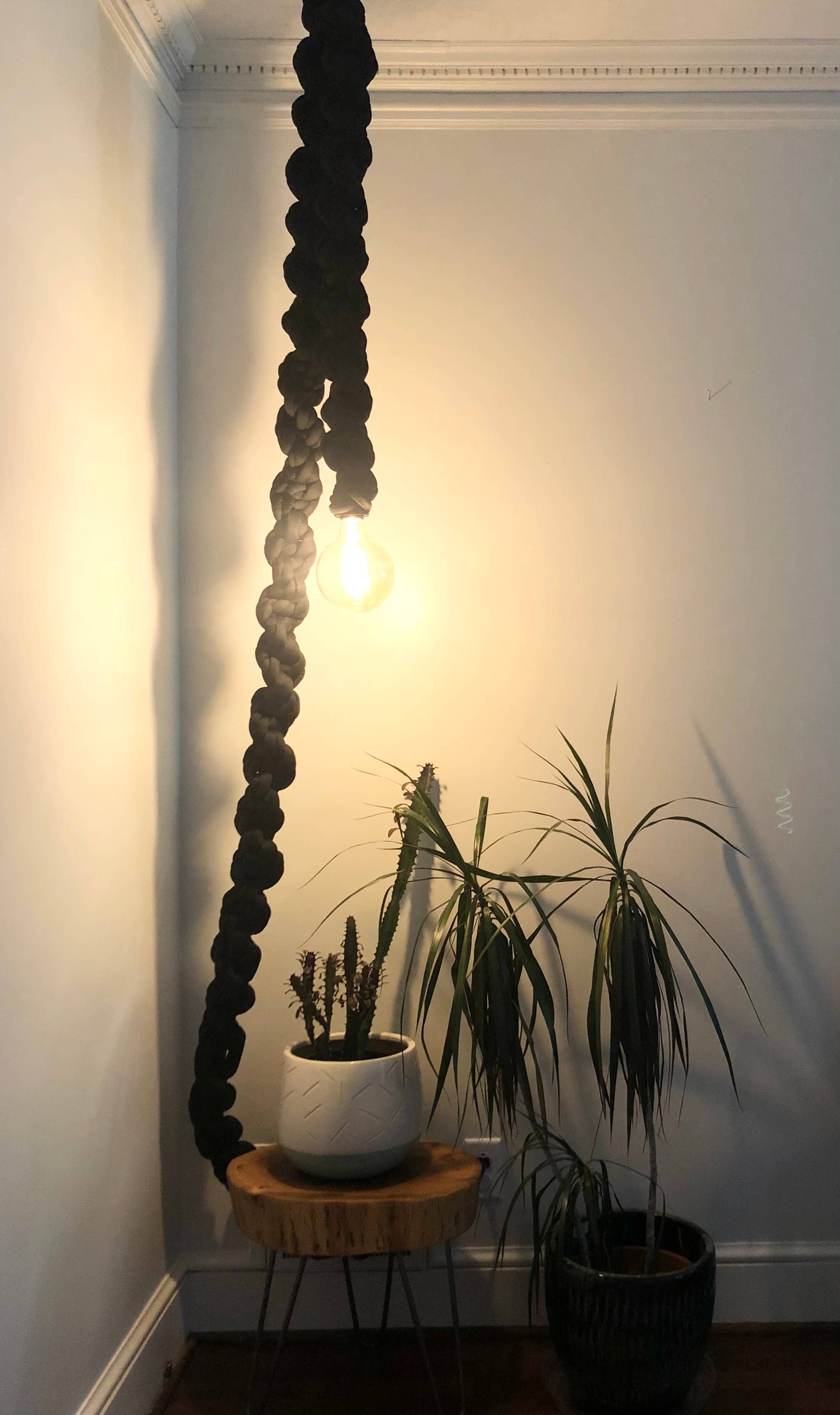 Good to Know You - Wholesale Chandelier/Hanging Light - 12ft Macrame Pendant Light -  Thick Black3