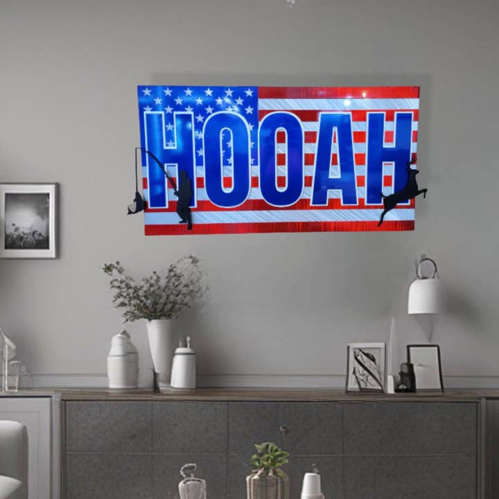 Hooah American Flag for wholesale by Premier Metal Art