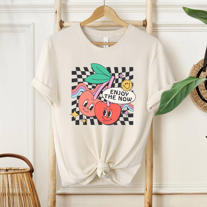 Chemise rétro Enjoy The Now, chemise Positive pour la vente par Eleven Fashion