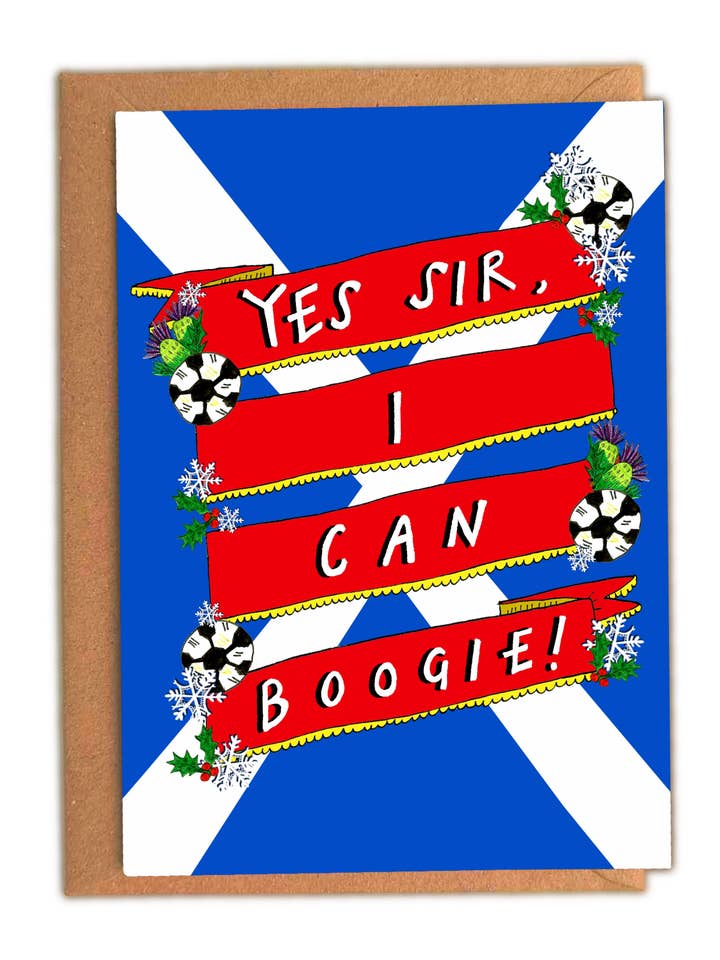 ¡Sí SEÑOR, puedo BAILAR! Paquete de 6 tarjetas de Navidad escocesas para venta al por mayor de Claire Barclay Draws