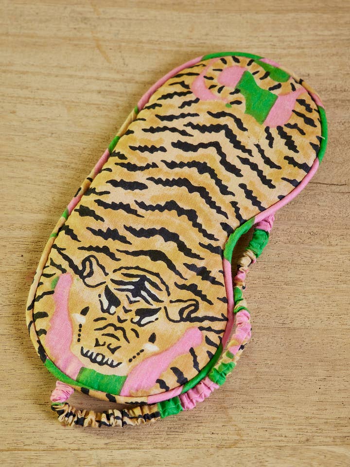 Tiger Stripe Eye Mask Pink Green for wholesale by Namaste
