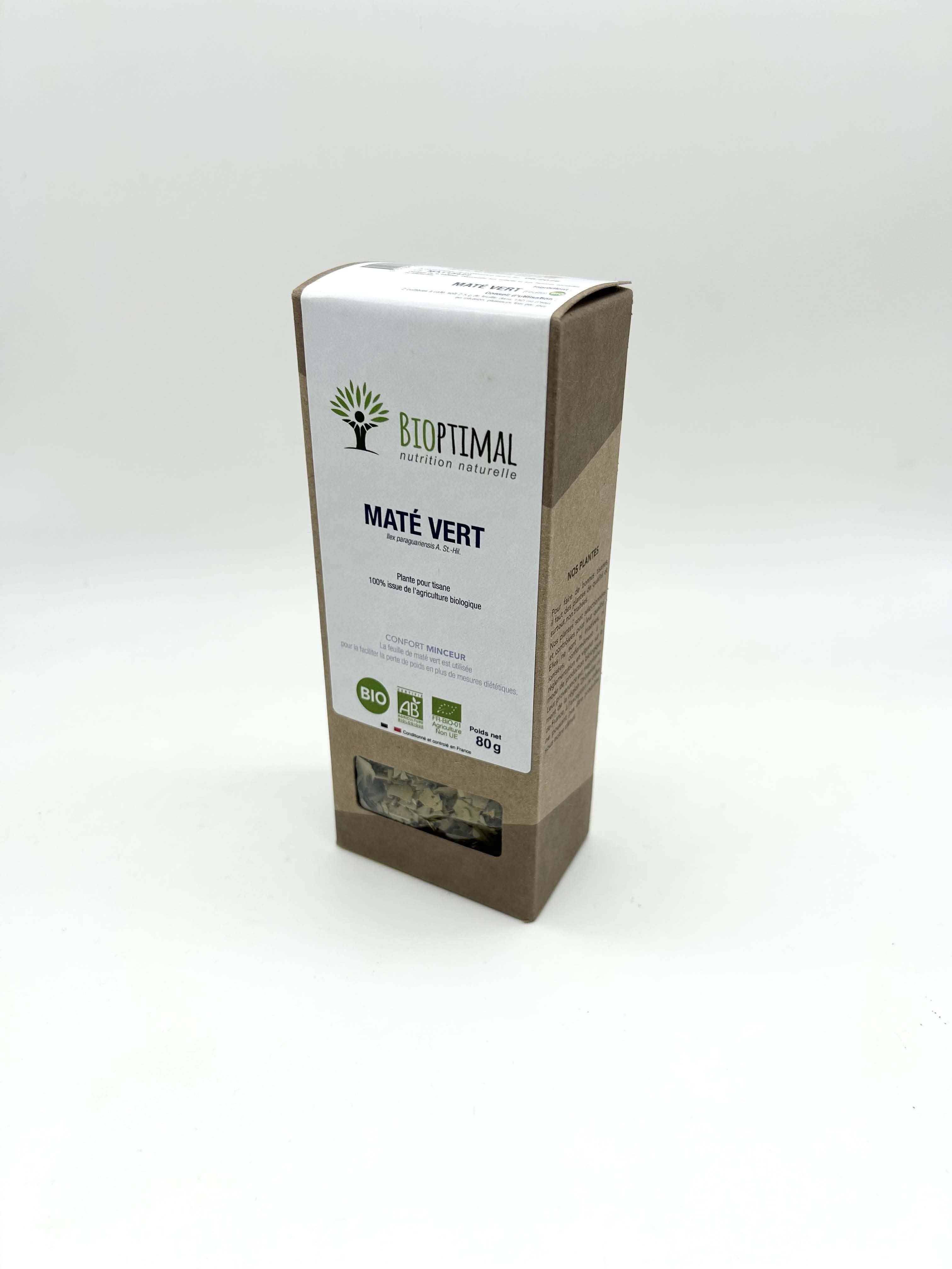 Bioptimal - Vente Thés santé/détox - Maté vert plante pour tisane bio 80g0