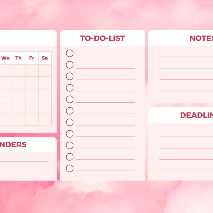 5x8 Perpetual Calendar for work, home office, school, pink for wholesale by Missh Shop