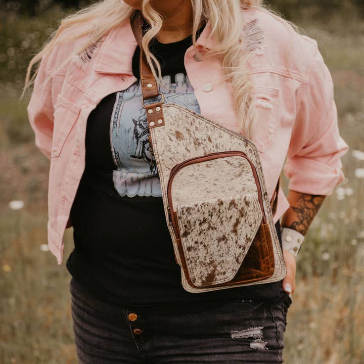 FRINGE & LUXE - Wholesale Crossbody bag – Women's - Prairie chic cowhide sling crossbody