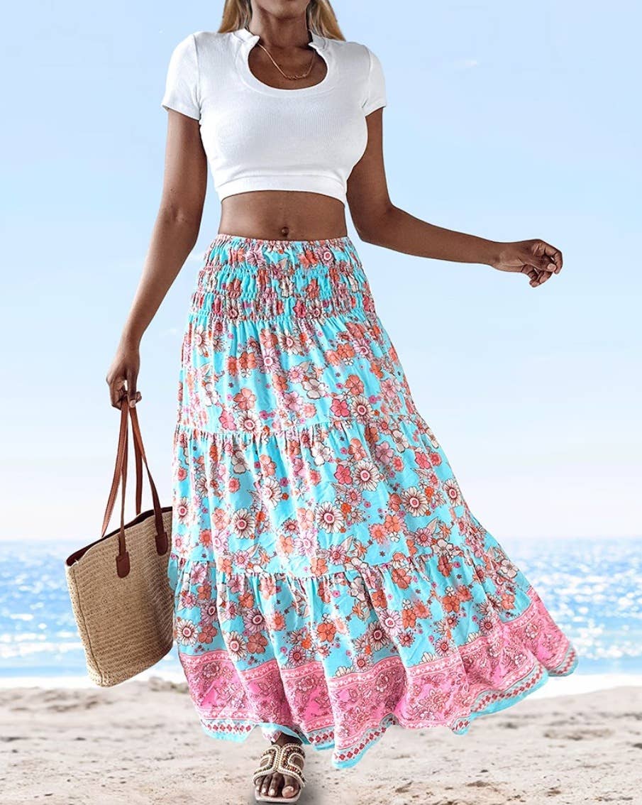 Rosa Clothing - Wholesale Skirt - Women's - Swing Style Bohemia Ethnic Floral maxi skirt6