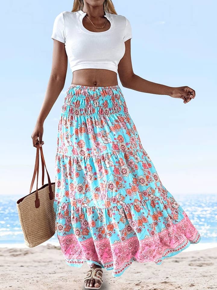 Rosa Clothing - Wholesale Skirt - Women's - Swing Style Bohemia Ethnic Floral maxi skirt6