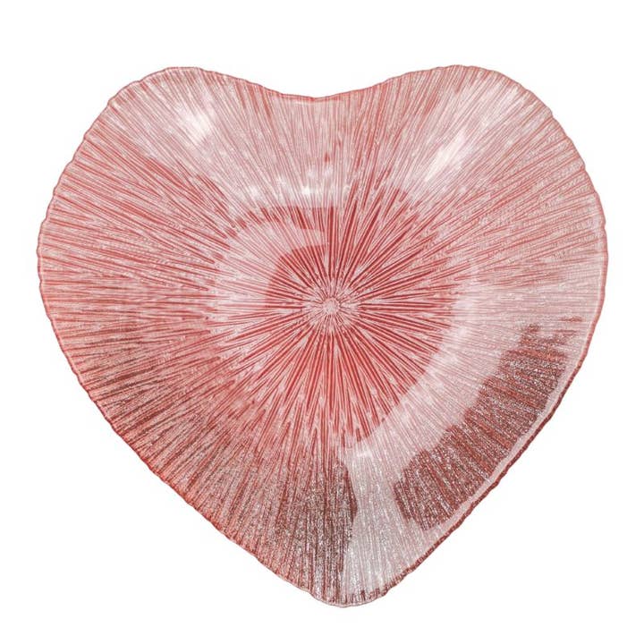 Sienna Glass - Wholesale Decorative Plate/Dish/Bowl - 30CM Glass Bowl - Heart Design - Pink