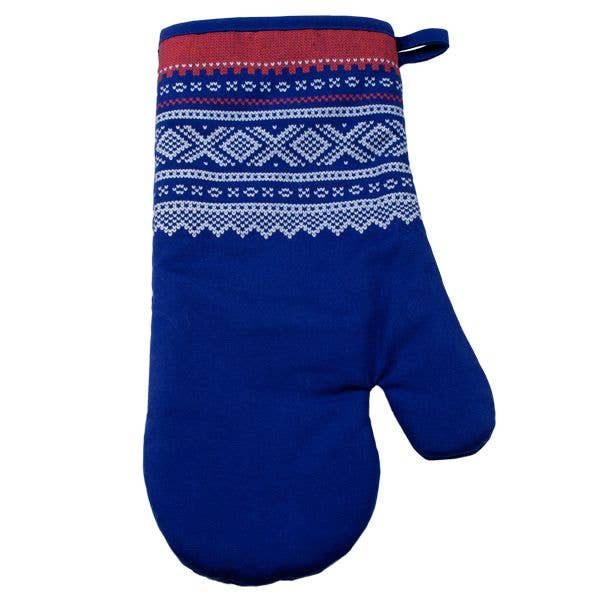 Marius Pattern Blue Oven Mitt for wholesale by Scandinavian Specialties