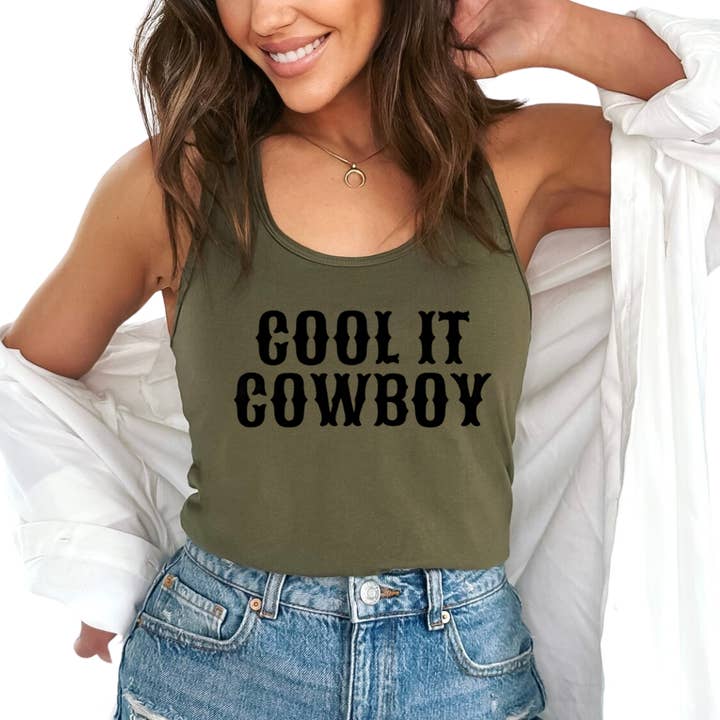 Cool It Cowboy Tank Top for wholesale by Brandy & Daisy's Boutique