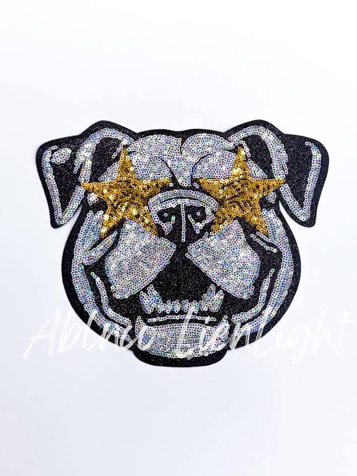 Sequin Bulldog Mascot Gameday Patch for wholesale by ABLNco