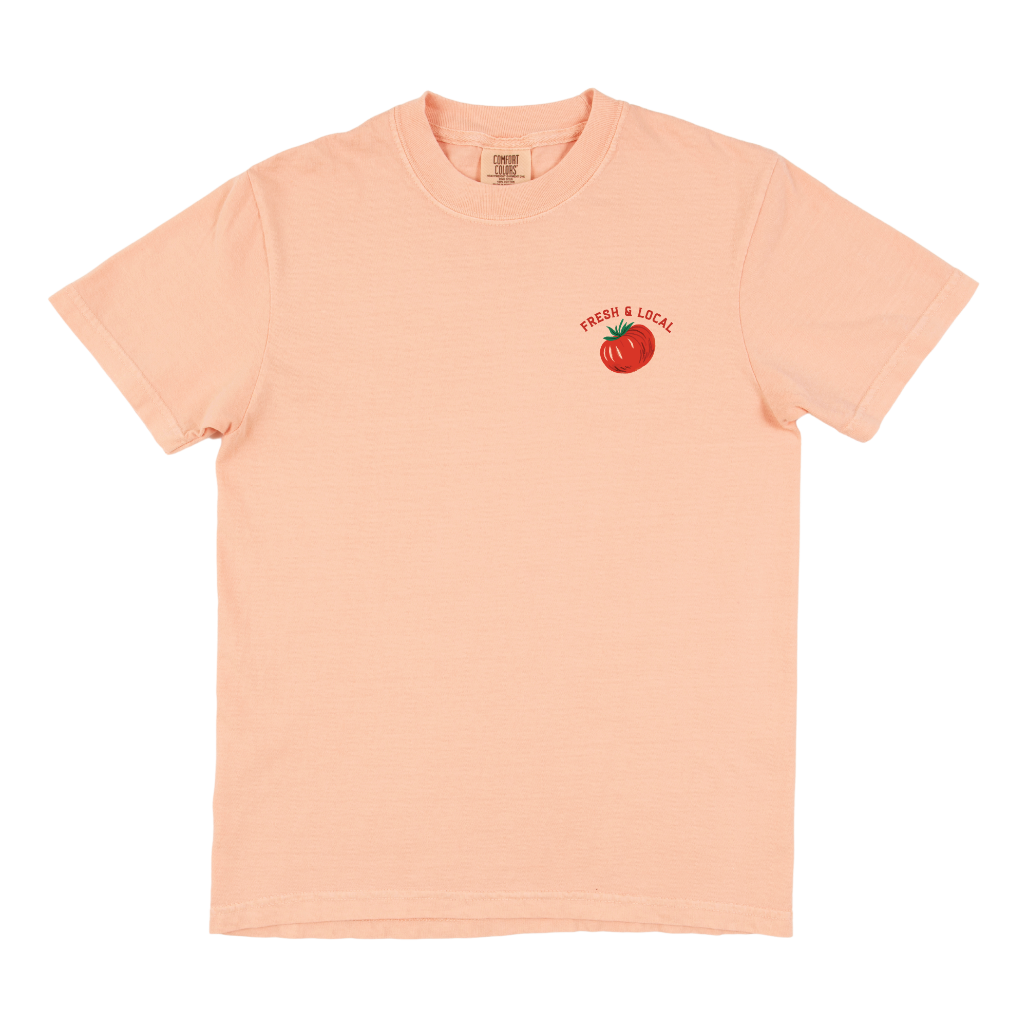 Paper Farm Press - Wholesale Screen Printed T-Shirt - Women's - Tomato Farmers Market Tee - Peachy Pink3