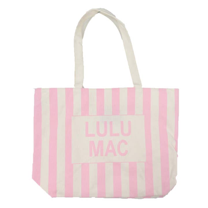 Lulu Mac Canvas Tote LM-BG-1002-Pink/White Stripe for wholesale by Girlie Girl Originals