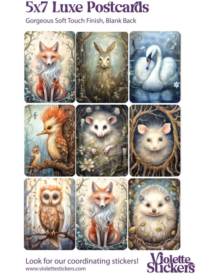 Night Forest 5"x7" Luxe Postcards for wholesale by Violette Stickers