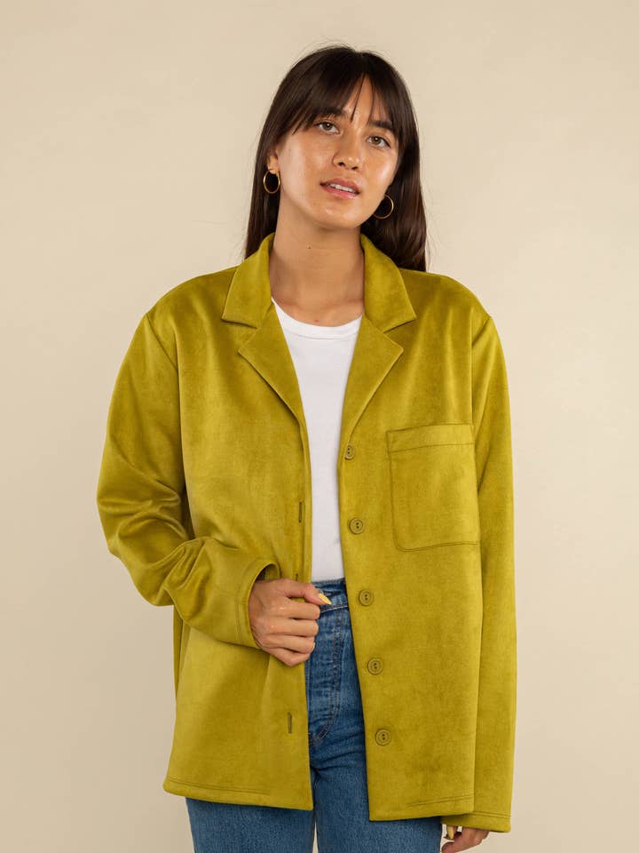 Chaqueta con botones de ante sintético Clyde para venta al por mayor de NLT