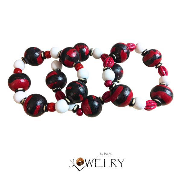 Jewelry By BDK - Wholesale Jewelry Set - Men’s Red, Black & White Beaded Bracelet2