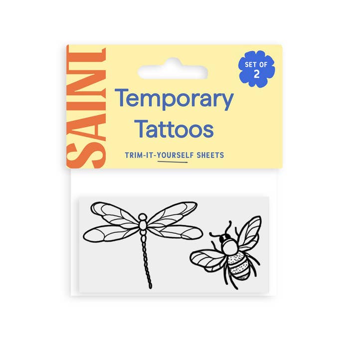 Dragonfly + Bee Temporary Tattoos for wholesale by Saint Tattoos