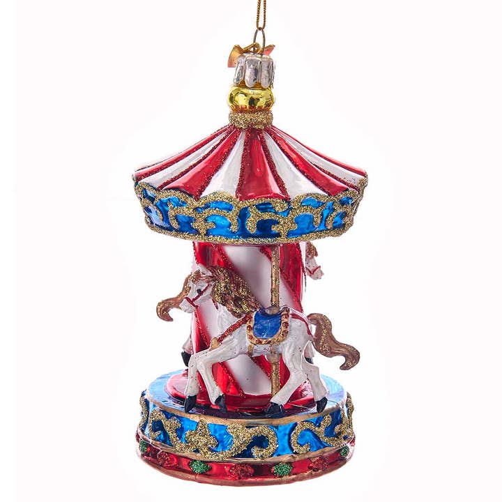 Kurt S. Adler, Inc. - Wholesale Ornament - 4.5"NOBLE GEMS GLASS CAROUSEL ORNAMENT