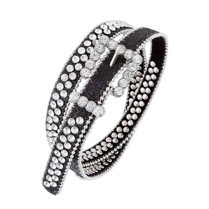 Rope & Spurs - Wholesale Belt - Women's - Crystal Buckle Studs Fashion Belt