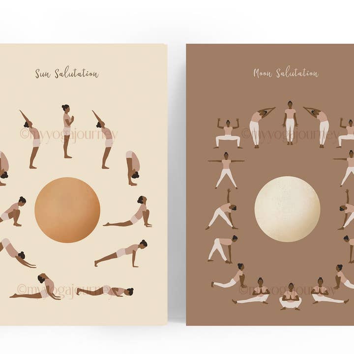 Holistic Atelier – Engroshandel Postkort – Yoga postkort, Solhilsen og Månehilsen