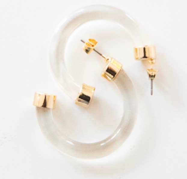 Hoo Hoops - Wholesale Hoop Earrings - Lightweight Hypoallergenic Small Acrylic Hoop Earrings - Clear