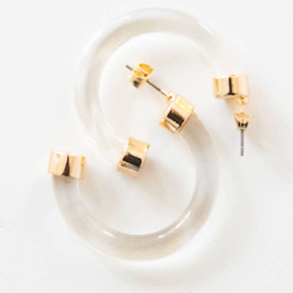 Hoo Hoops - Wholesale Hoop Earrings - Lightweight Hypoallergenic Small Acrylic Hoop Earrings - Clear0