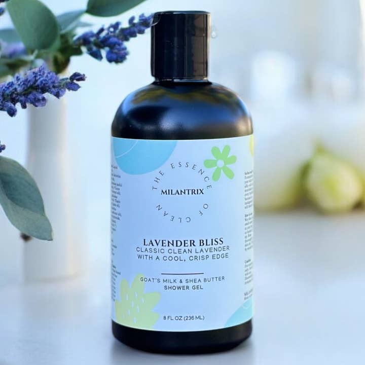 Goat's Milk & Shea Butter Shower Gel 8oz - Lavender Bliss for wholesale by Milantrix